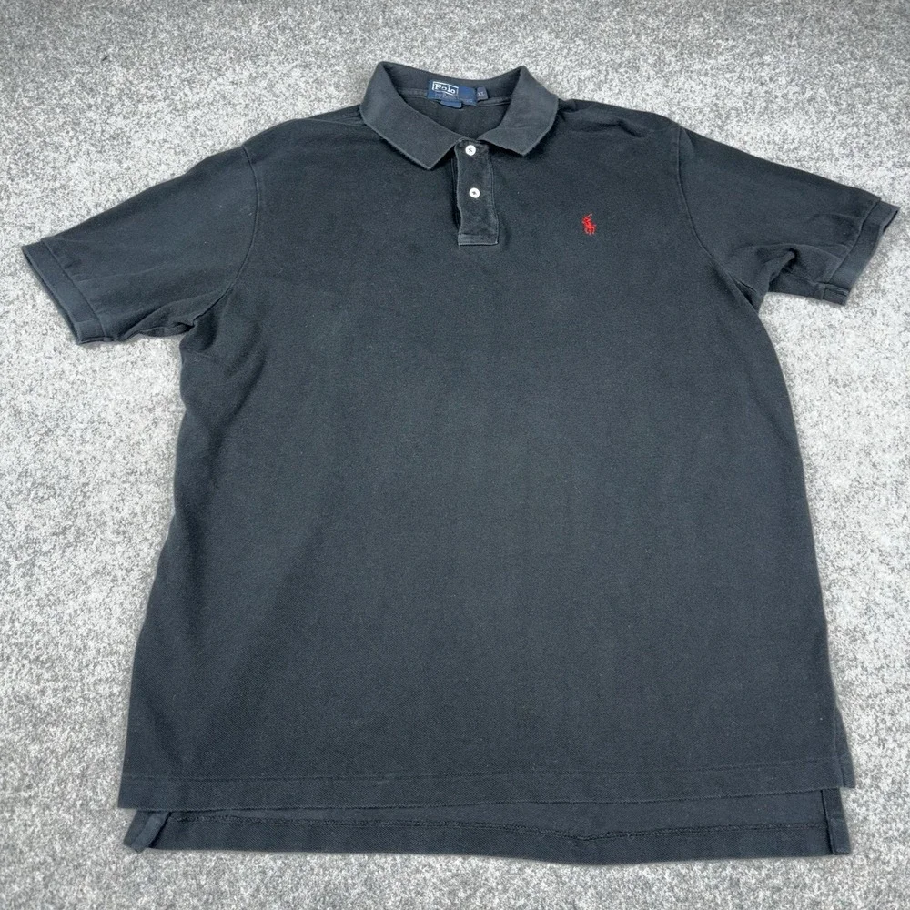 Polo Ralph Lauren Polo Shirt Mens 2XL Black Short Sleeve Preppy Red Pony Logo